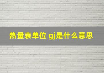 热量表单位 gj是什么意思